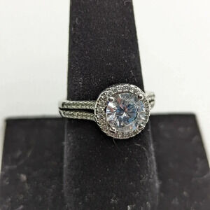 925 Halo  solitaire ring